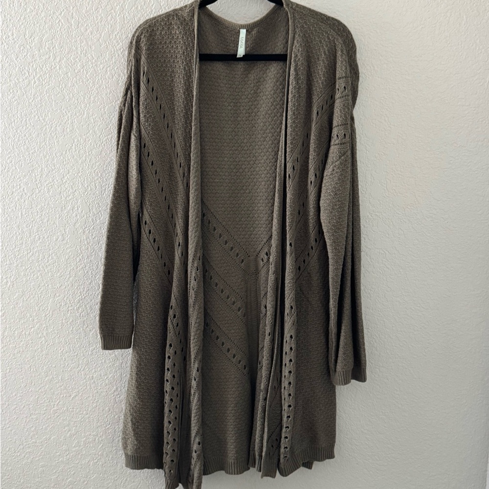 MAYA Luxurious Duster Length Cotton Open Front Cardigan